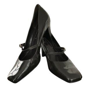 Bandolino Brown Square Toe Mary Jane Patent Leather Heels, 8M